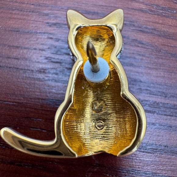 Vintage Swarovski pave crystal cat pin with green eyes. - Picture 7 of 10